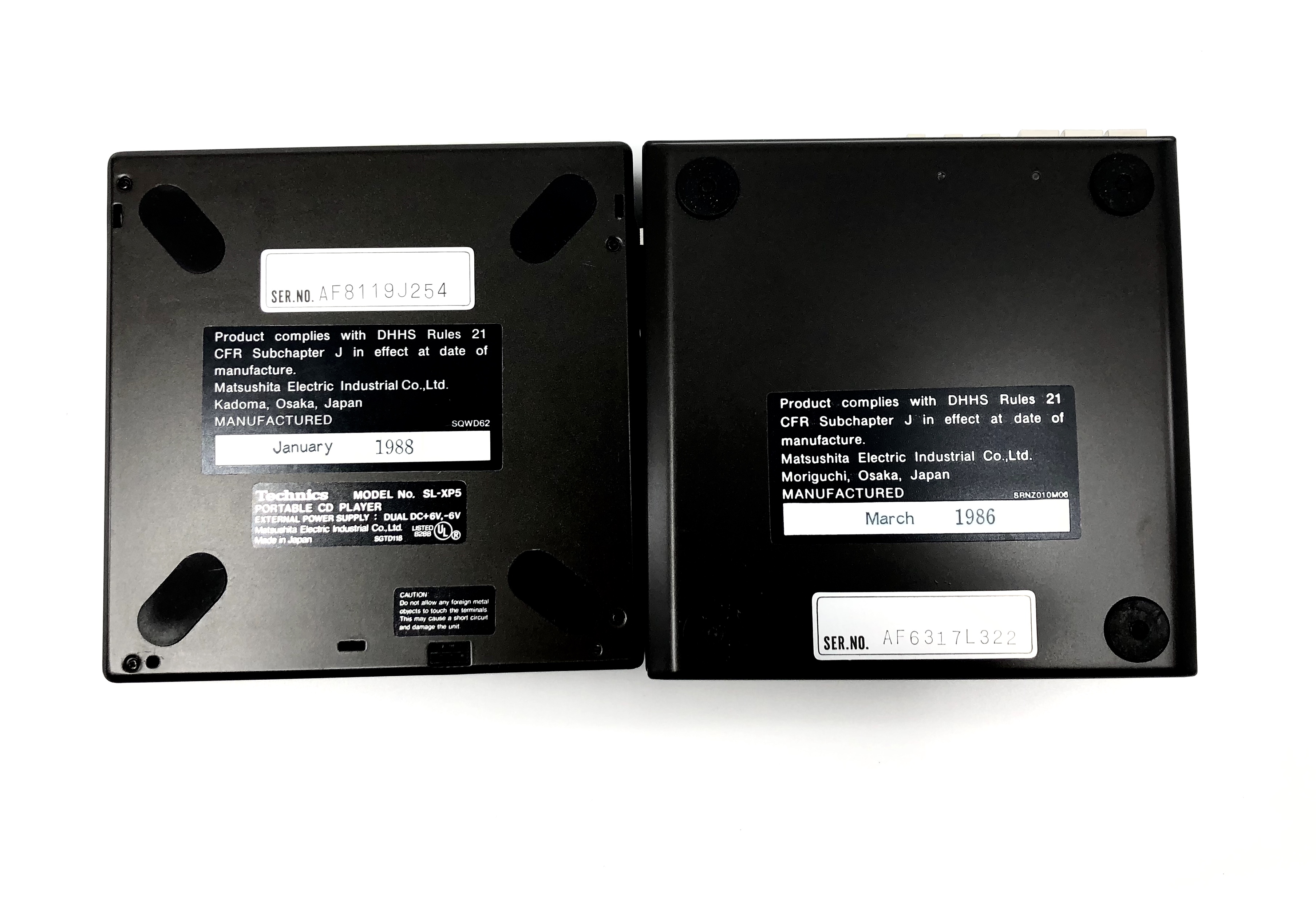 Technics SL-XP5, SL-XP7 Comparison